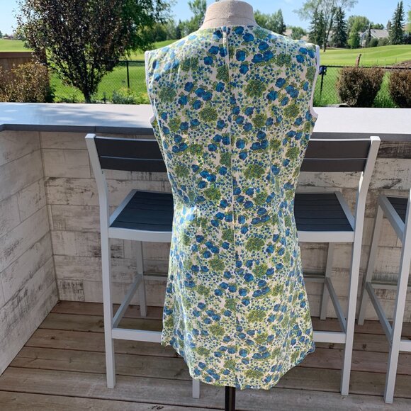 Vintage 50s 60s Floral House Dress Sleeveless Short Cottagecore Loungewear - Picture 8 of 16